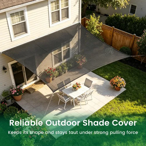 Miniatura 5 de 70 % de tela negra de 10 x 20 pies, protector solar para exteriores con ojales, malla duradera para sombreado, anticongelante para patio, jardín
