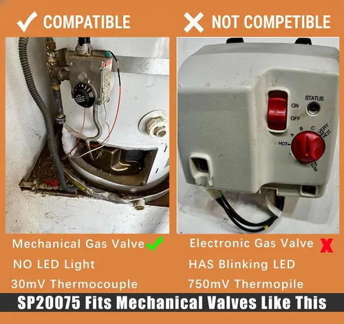 Miniatura 3 de SP20075, SP20305A - Kit de repuesto para piloto e encendedor, compatible con GE, Richmond, Rud, Rheem, piezas de calentador de agua a gas natural