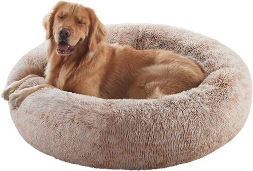 Cama redonda con forma de dona de 36 pulgadas para perros grandes, cama redonda relajante y esponjosa para mascotas con funda extraíble y lavable,