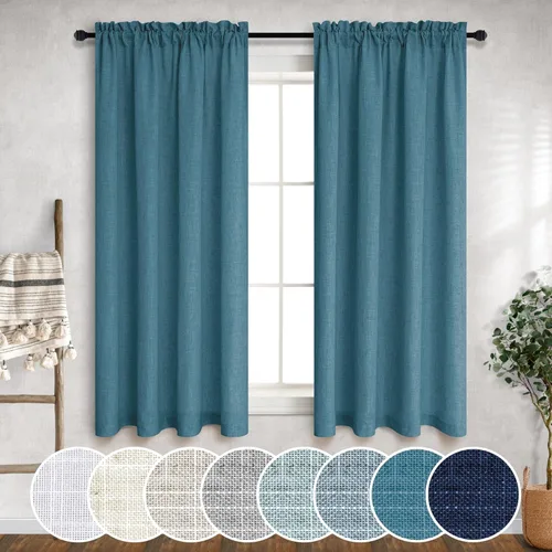 Miniatura 37 de Cortinas blancas puras de 38 pulgadas de ancho para dormitorio, juego de 2 paneles de cortinas de privacidad con bolsillo para barra, cortinas