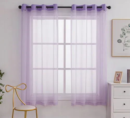 Miniatura 15 de PI - Cortinas traslúcidas con paneles pequeños, cortina transparente para ventana de cocina, mirador, 2 paneles