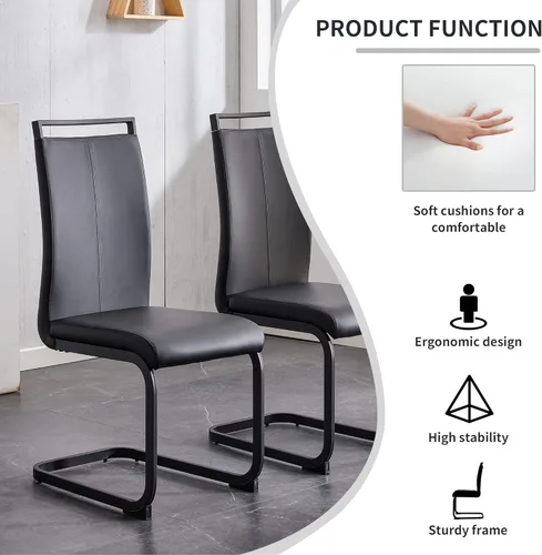 Miniatura 6 de Ebullient - Juego de mesa de comedor de cristal para 4, juego de mesa de comedor moderno para 4, tablero de vidrio templado con patas trapezoidales
