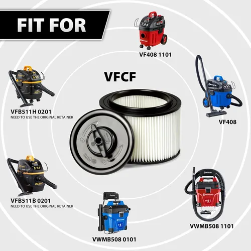 Miniatura 2 de Vacmaster Filtro y retenedor de cartucho lavable de 4-5 galones - VFCF