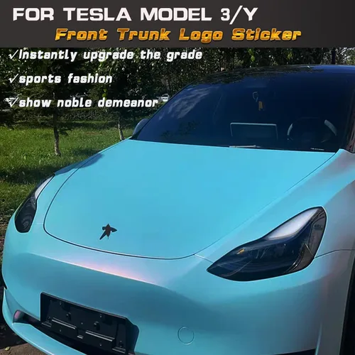 Miniatura 6 de YHCDSEA Para Model 3 Highland/Model Y Juniper Front Trunk Emblema Cubierta Adhesiva, Accesorios Adhesivos Accesorios (Matt Black-Front Logo Cover)