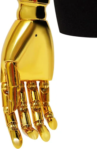 Miniatura 7 de Maniquí femenino de terciopelo con brazos y base dorados, altura ajustable de 59 a 79 pulgadas, soporte de exhibición de medio maniquí