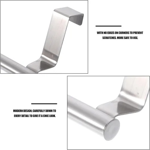Miniatura 6 de Toallero de acero inoxidable para colocar sobre la puerta, 2 piezas, soporte para toallas de baño, utensilios de cocina y más, resistente al óxido