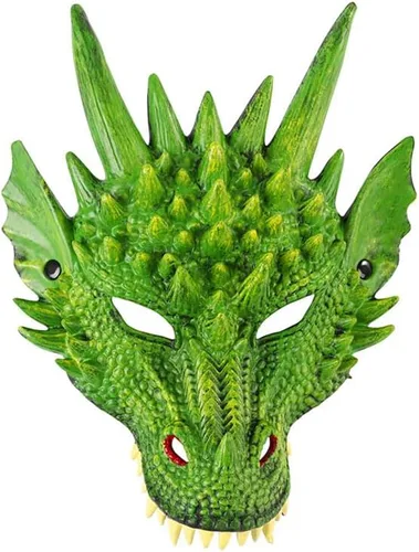 Miniatura 8 de Himine - Máscara de cosplay de cabeza de dragón para festival, fiesta y Halloween Rojo