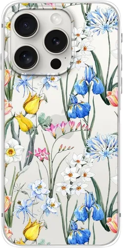 Miniatura 14 de Blingy's Funda para iPhone 15 Pro, bonito patrón de Navidad con diseño de copos de nieve de invierno, funda protectora transparente de TPU suave
