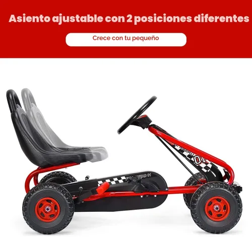 Miniatura 5 de Costzon - Go Kart de 4 ruedas a pedales, coche con asiento ajustable, freno de mano y ruedas antideslizantes, coche de pedal para niños y niñas de 3