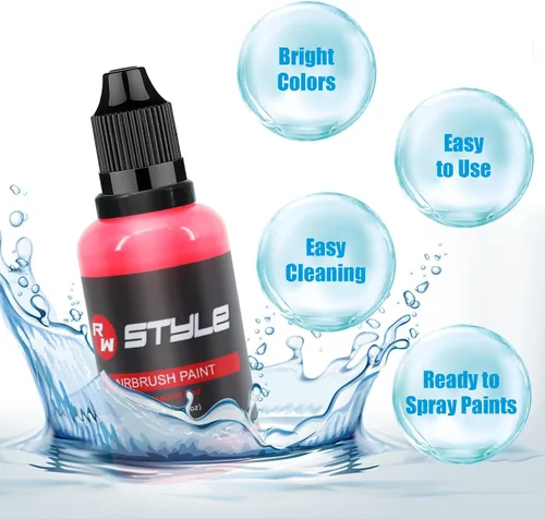 Miniatura 5 de Pintura para aerógrafo, 24 colores, juego de pintura para aerógrafo de 1 onza líquida, colores opacos y brillantes, kit de pintura acrílica