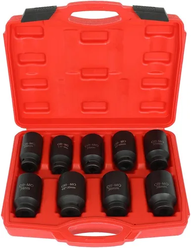 Miniatura 4 de Juego de dados de eje de impacto profundo de 1/2 pulgada de 1/2 pulgada, junta de husillo Cr-V, dados de tuerca de rueda de alto par para la mayoría