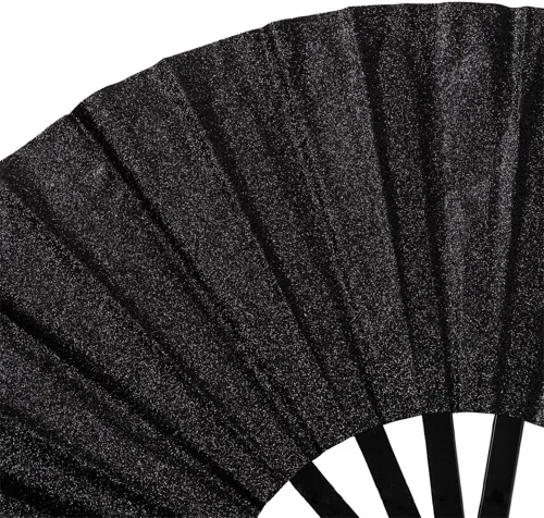 Miniatura 4 de Paquete de 2 ventiladores de mano plegables grandes para fiestas, abanico de mano con purpurina para festivales, ventilador de mano plegable grande
