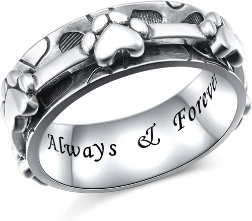 Miniatura 16 de Ladytree Anillos giratorios de plata de ley 925 para aliviar la ansiedad, el estrés y el aburrimiento, para TDAH y autismo, chapado en platino, Loto
