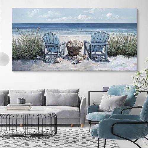 Miniatura 15 de HGUAOA Coastal Wall Art - Large Landscape Wall Pictures for Living Room, Bedroom Pictures, Ocean Beach Artwork, Blue Above Bed Decor, Coastal