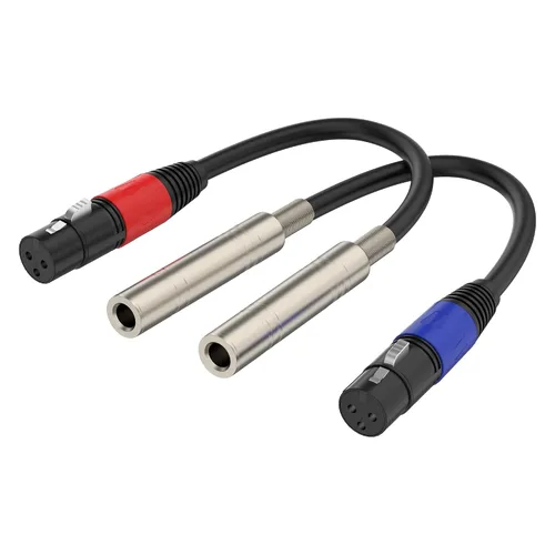 Cable de audio hembra de 3 pines hembra a XLR hembra de 1/4 "(6.35 mm), 1.1 pies, 2 paquetes, adaptador de conector TRS/TS a XLR de 0.250 in,