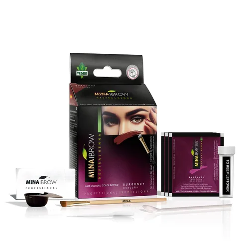 MINA iBrow Kit de Color de Henna Profesional para Cabello con Paquete Combinado de Pincel | Cubre Cabello Canoso - Dura hasta 6 semanas | Sin