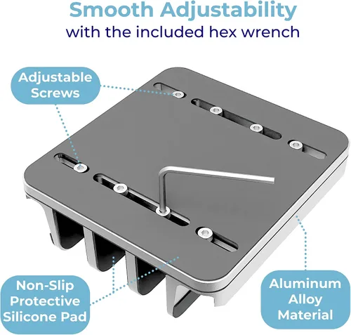 Miniatura 5 de Soporte ajustable para laptop, 5 ranuras, ahorro de espacio de aluminio, para Apple MacBook/Surface/Galaxy/Tablet/iPad/iPhone, plateado