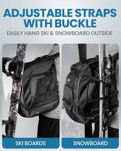 Miniatura 6 de OutdoorMaster Bolsa de bota, impermeable, 65 L, para esquí, snowboard, con cojín de aire, almohadilla de hombro, bolsa de equipo de esquí, mochila