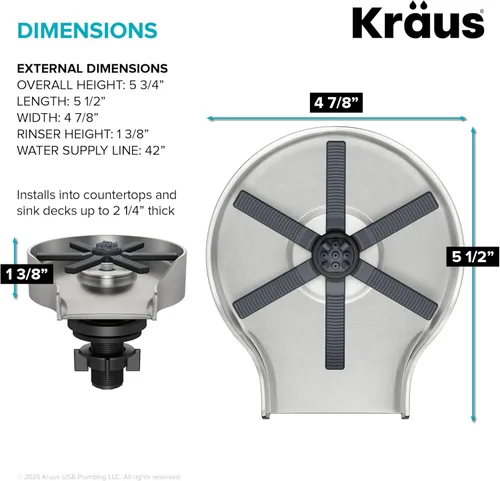 Miniatura 3 de KRAUS CleanMate - Enjuagadora de vidrio para fregadero de cocina en acabado de color de acero inoxidable sin manchas, KGR-500SFS