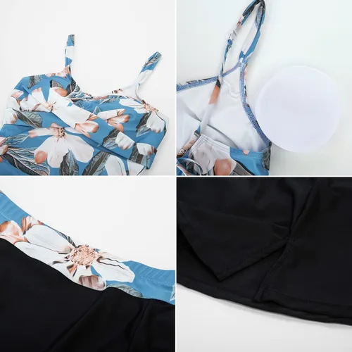 Miniatura 5 de CURLBIUTY Trajes de baño tankini de dos piezas para mujer, modesto control de abdomen, trajes de baño
