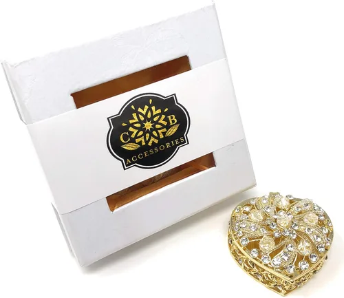 Miniatura 5 de Arras de Boda - Monedas de Boda - Caja en forma de corazón con cristales decorativos de diamantes de imitación 78 (dorado)