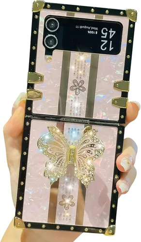 Miniatura 32 de Compatible con Funda Samsung Galaxy S22 Ultra, Diseño de Mariposa Brillante de Lujo con Soporte Plegable Kickstand para Mujeres y Niñas, Funda Rosa