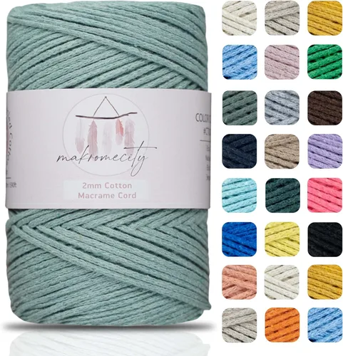 Miniatura 12 de Makromecity, Cordón de macramé de algodón de 0.079 in x 195 yardas (590 pies) de algodón reciclado de 0.079 pulgadas, hilo de ganchillo para Azul