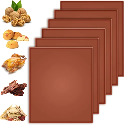 6 hojas deshidratadoras de silicona con borde, alfombrillas deshidratadoras de silicona de 12.2 x 10.2 pulgadas compatibles con Cosori CP267-FD,