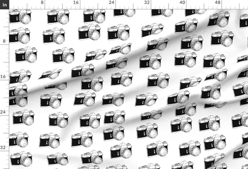 Miniatura 2 de Spoonflower Fabric - Old School Black White Camera Hipster Decor Photography Abstract Retro Printed on Satin Fabric Fat Quarter - Sewing Lining