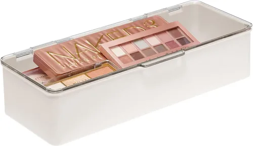 Miniatura 6 de mDesign - Caja organizadora apilable de plástico para encimera de baño, 2