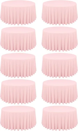 Miniatura 125 de Paquete de 10 manteles de poliéster de 60 x 102 pulgadas, manteles de poliéster beige para mesas rectangulares de 6 pies, resistentes a las manchas