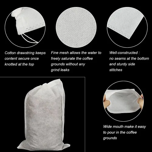 Miniatura 3 de 50 piezas Bolsas Grandes para Cold Brew Sin Desorden, Bolsas de Filtro de Café Desechables de 8x12 pulgadas, Malla Fina Lúpulo Cervecero Bolsas
