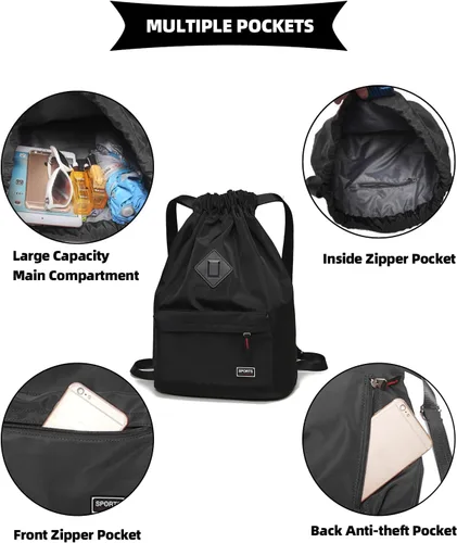 Miniatura 3 de Peicees - Mochila tipo bolsa deportiva, ligera, impermeable con jareta para hombre y mujer