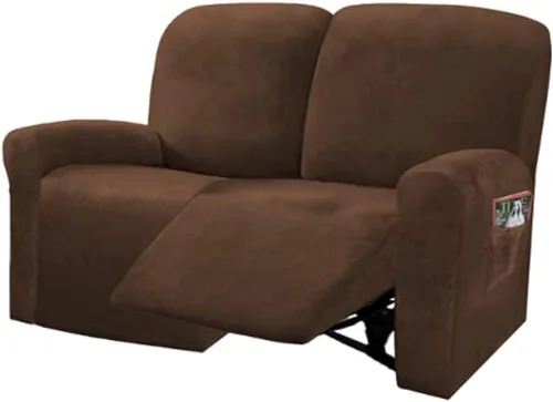 ULTICOR Funda reclinable para sofá biplaza, 48 a 65 pulgadas de largo, 6 fundas elásticas de terciopelo para sofá reclinable de 2 asientos, gruesa,