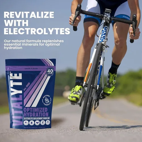 Miniatura 8 de Vitalyte Mezcla de bebida en polvo de electrolitos, 1 bolsa de pie + paquete de 25 unidades, mezcla de bebida en polvo sin gluten (combino, uva)
