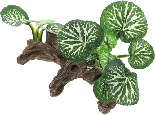 Miniatura 11 de Ipetboom Plantas de acuario, decoraciones de pecera, rama de esquina de reptil, rama de árbol trepador de resina con hojas, decoración de tanque
