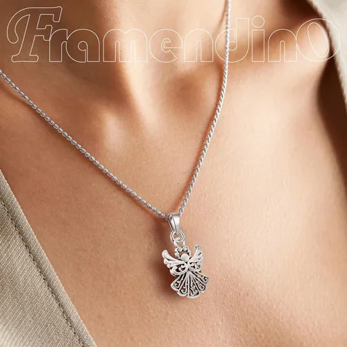 Miniatura 6 de Framendino, Paquete de 50 dijes de ángel, colgantes tibetanos de plata antigua a granel para hacer joyas, aretes, collares, pulseras, manualidades