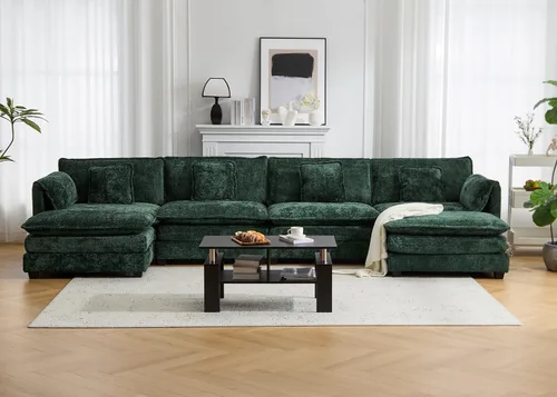 Miniatura 12 de Sofá modular de nube modular de 112 pulgadas con otomana móvil, sofás en forma de L para sala de estar, cómodo sofá de 3 plazas con funda extraíble