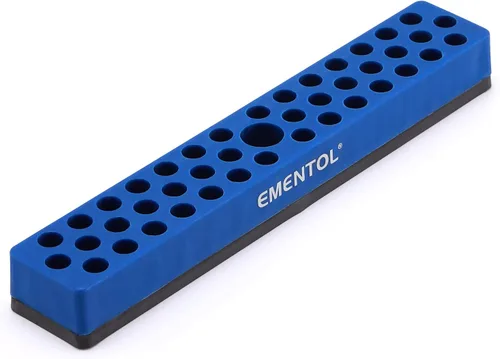 EMENTOL Soporte Magnético para Brocas de 1/4" - Azul, 43 Agujeros, Organizador de Brocas con Imán Fuerte, Organizador de Brocas Magnéticas