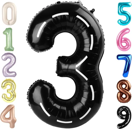 Miniatura 419 de Globos de números de 5 globos de 40 pulgadas, decoraciones de cumpleaños azules para niños y niñas, globos de números azul marino grandes