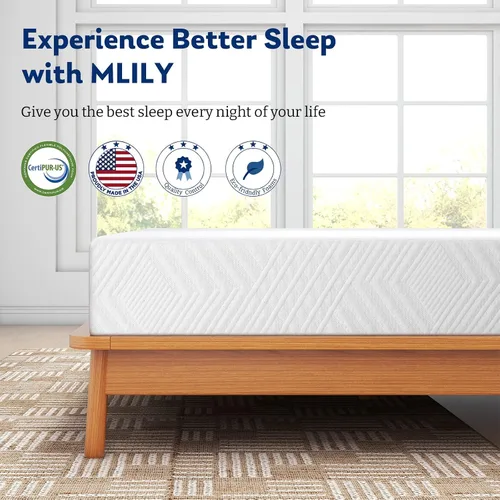 Miniatura 5 de MLILY Colchón Queen de espuma viscoelástica de 12 pulgadas en una caja, firmeza media, té verde y gel refrescante con certificación CertiPUR-US