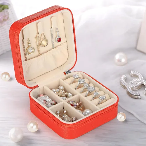 Miniatura 5 de LETURE Joyero pequeño organizador de 3 piezas para viajes, mini organizador portátil de joyería de viaje, caja de almacenamiento para anillos