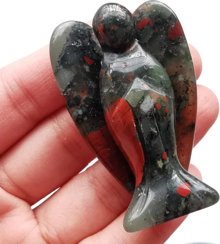 Estatua de ángel guardián de oración de cristal curativo africano natural, 2 pulgadas, tallado en bolsillo, figuras de piedra de palma