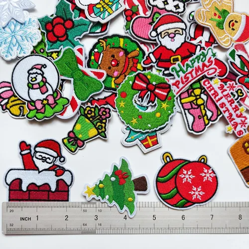 Miniatura 2 de 35 parches para planchar de Navidad, muñeco de nieve de Papá Noel, árbol de Navidad, parches bordados para ropa, sombreros, decoración y regalos