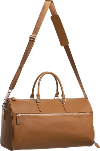 Miniatura 2 de Bolsa de viaje de piel auténtica con compartimento para zapatos, bolsa de fin de semananoche, bolsa de mano, Marrón