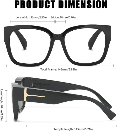 Miniatura 3 de LVIOE Lentes con filtro de luz azul para mujeres y hombres, anteojos de bloqueo de luz azul de gran tamaño para llevar sobre anteojos LB7511