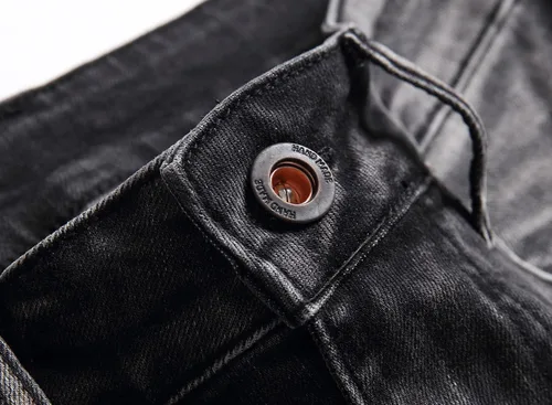 Miniatura 6 de XIMXIMMTIAN Jeans rectos para hombre, estilo motociclista, desgastados, desgastados, desgastados, rectos