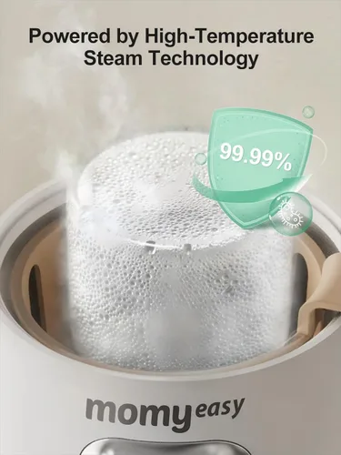 Miniatura 4 de MOMYEASY Calentador rápido de biberones de 2 minutos, calentamiento a vapor para leche materna y fórmula, se adapta a todos los biberones, control