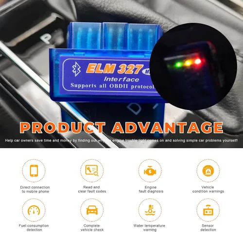 Miniatura 6 de Sun Walker ELM327 OBDII - Escáner de diagnóstico automático para automóvil, interfaz ELM327 profesional detector de fallas Bluetooth, mini lector