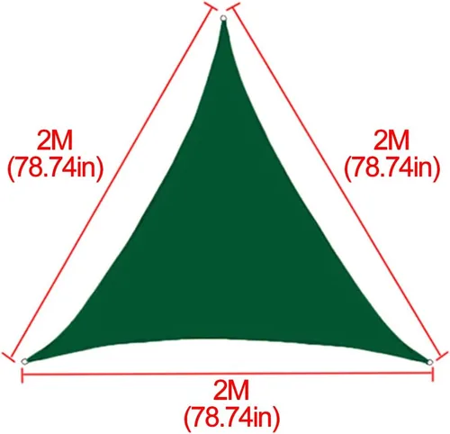 Miniatura 2 de Toldo triangular verde con bloqueo UV, impermeable, para patio, jardín, exterior, patio, 6.56 x 6.56 x 6.56 pies x 6.56 pies